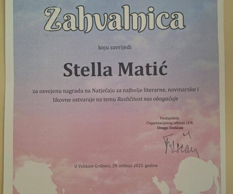 Stella Matić nagrađena na literarnom natječaju “Lovrakovi dani”
