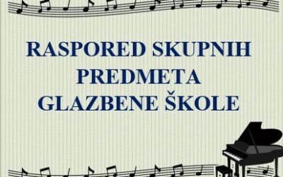Raspored sati skupnih predmeta osnovne glazbene škole